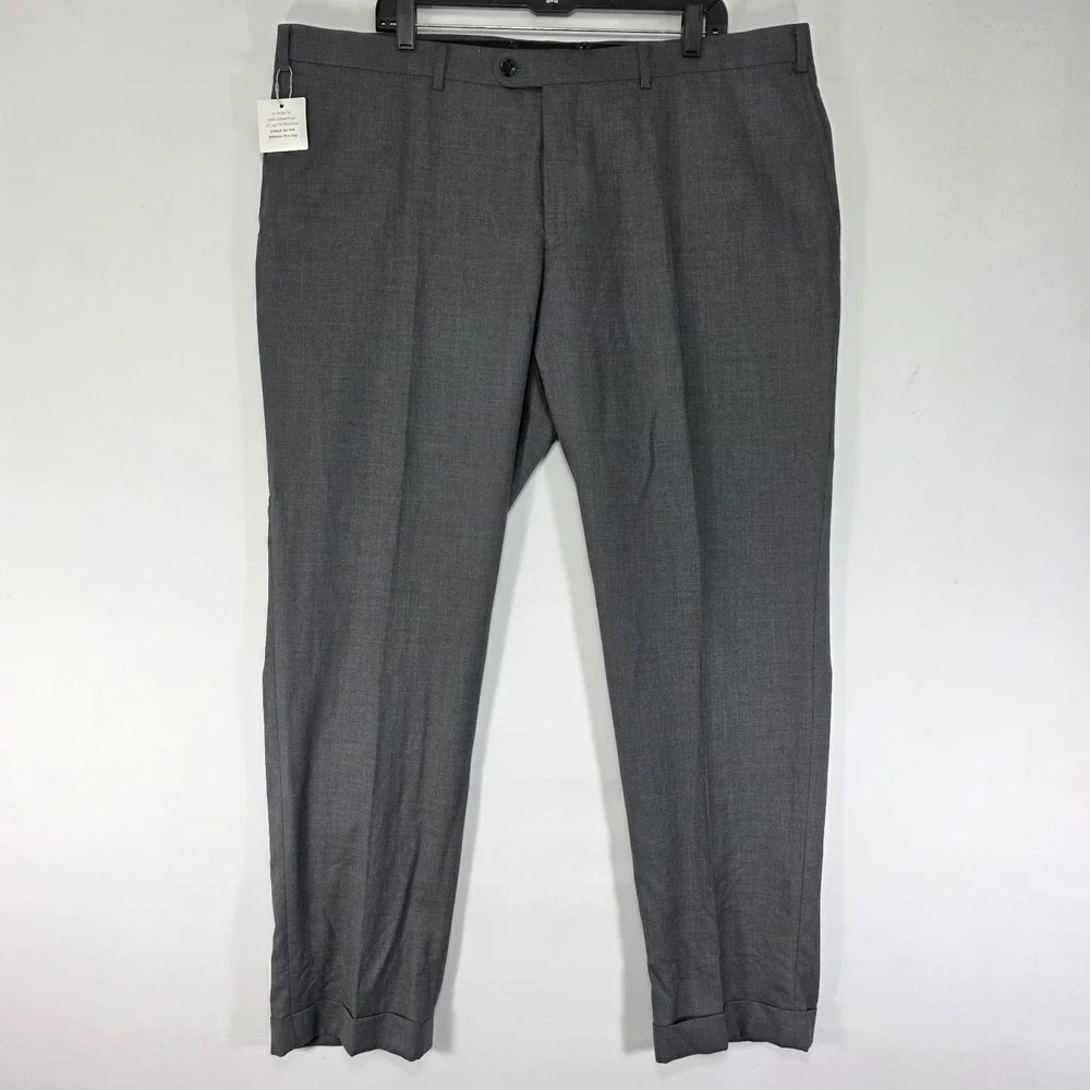 Indochino Men's Dress Pant Trousers Flat Front Gray Soft Wool Cashmere 40x33